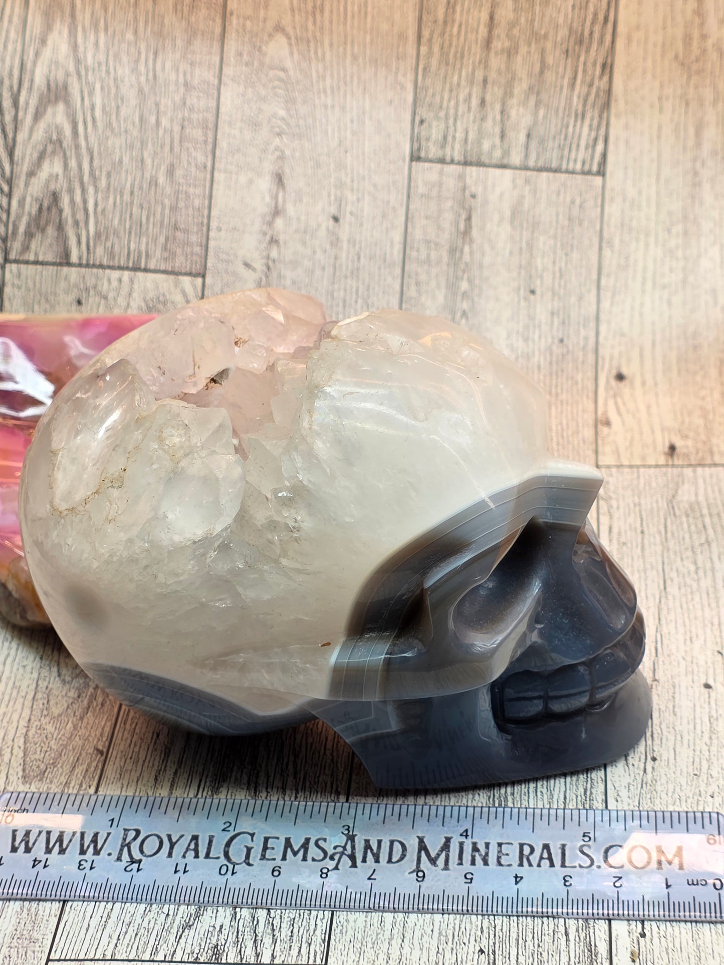 Large Banded Agate Druzy Skull