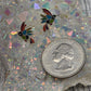 Gemstone Bird Post Earrings - size reference