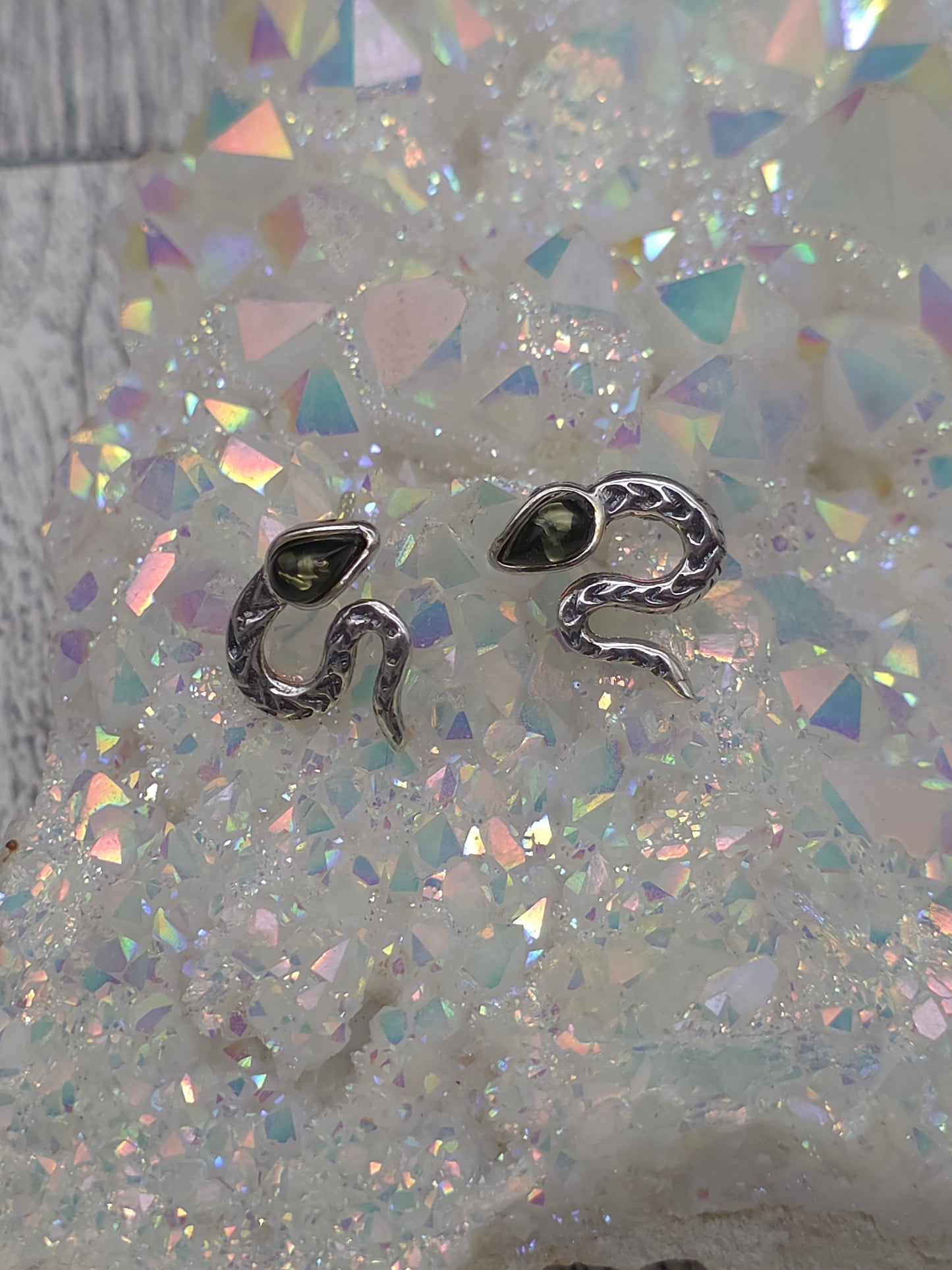 Amber Snake Post Earrings