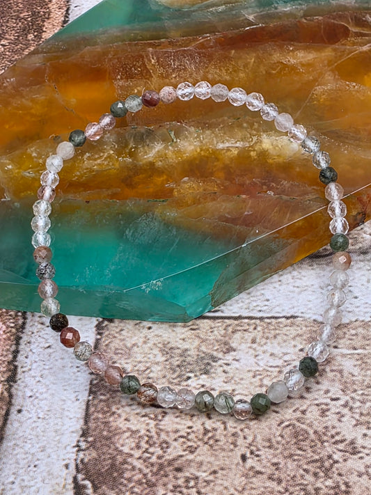 Faceted Rutilated Quartz Stretchy Bracelet