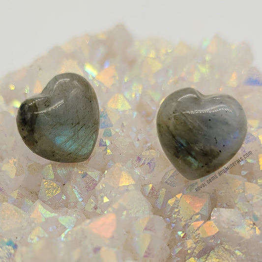 Labradorite Heart Earrings