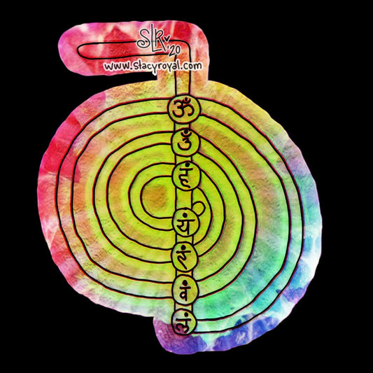 Tie Dye Cho Ku Rei & Chakra Vinyl Sticker Infused With Beautiful Reiki Healing Energy Rainbow Sunshine Hand Drawn Chakra Symbols Radiating