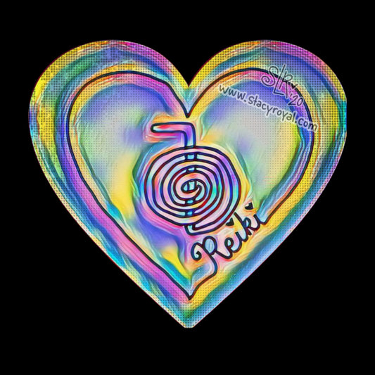 Original Hand Drawn Heart Reiki Vinyl Sticker with  Cho Ku Rei Infused With Beautiful Reiki Healing Energy