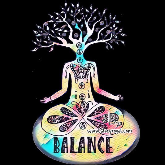 Hand Drawn Meditating Chakra Tree of Life Woman Sticker - Collaboration Feminine Relax Butterfly Balance Calming Symbols Reiki Infused Healing Yoga