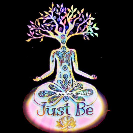 Tree of Life Meditating Chakra Lady Just Be Present Original Hand Drawn Reiki Infused Healing Sticker Collaboration Soft Om Symbolism Heal
