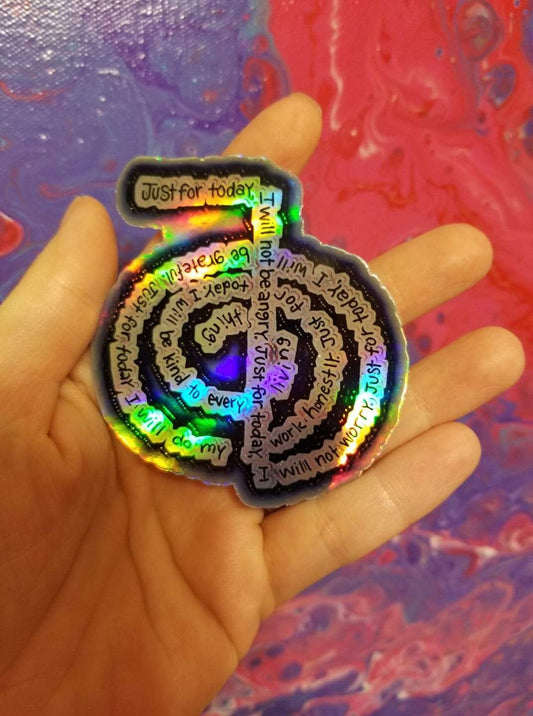 Holographic Reiki Principles Cho Ku Rei Original Hand Drawn Vinyl Sticker Infused With Beautiful Reiki Healing Energy Just For Today Master