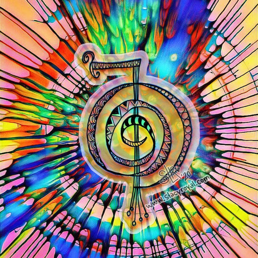 Rainbow Spin Art Cho Ku Rei Explosion Vinyl Sticker Infused With Beautiful Reiki Healing Energy Spiral Splat Explode Positive Good Vibes