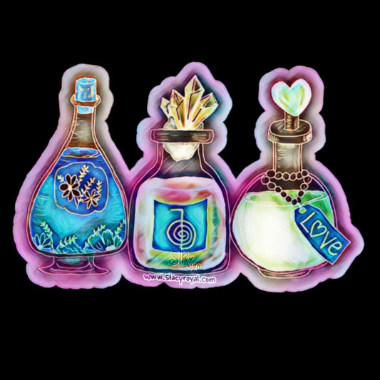 Potions Potions Potions! Hand Drawn Cho Ku Rei Vinyl Sticker Infused With Beautiful Reiki Healing Energy Herbal Infusion Essence Plant Love
