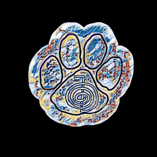 Animal Reiki Sticker - Dog Paw Print Original Hand Drawn with Cho Ku Rei Symbol Vinyl Infused with Reiki Healing Energy Furry Friend Puppy