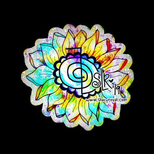 Rainbow Sunflower Original Hand Drawn Cho Ku Rei Vinyl Stickers Infused With Beautiful Reiki Healing Energy Grunge Rainbow Style Flower