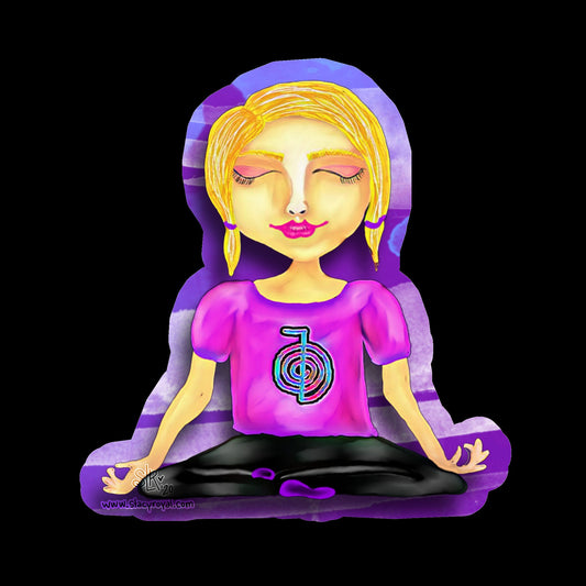 Meditating Lady w/Cho Ku Rei Reiki Symbol Vinyl Sticker Infused With Beautiful Reiki Healing Energy Gift for Reiki Master Teacher or Student