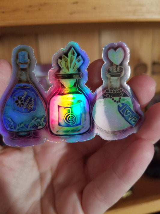 Holographic Potions! POTIONS! Cho Ku Rei Original Hand Drawn Vinyl Sticker Infused With Beautiful Reiki Healing Energy gift for Master