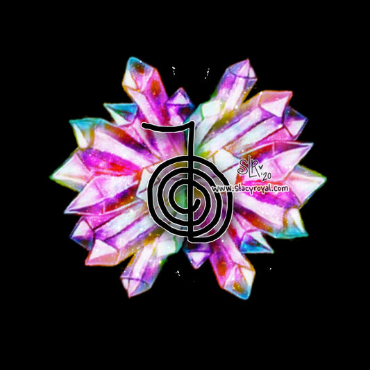 Crystal Bloom Cho Ku Rei Reiki Symbol Vinyl Sticker Infused With Beautiful Reiki Healing Energy Gift for students and teachers decal