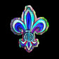 Reiki Fleur De Lis Sticker – Teal Red Grunge with Cho Ku Rei Symbol