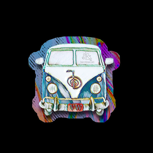 Vintage VW bus van Vinyl Sticker Decal Infused With Beautiful Reiki Healing Energy Blue Master Teacher
